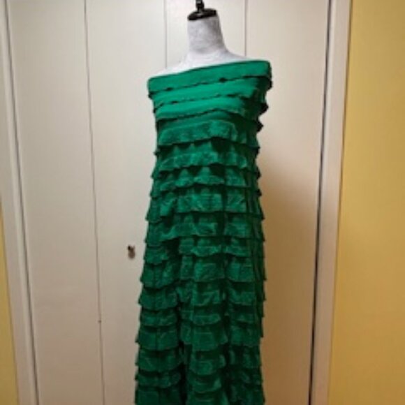 Green cotton knit Sacha Drake ruffled maxi dress size 16 - Picture 4 of 6